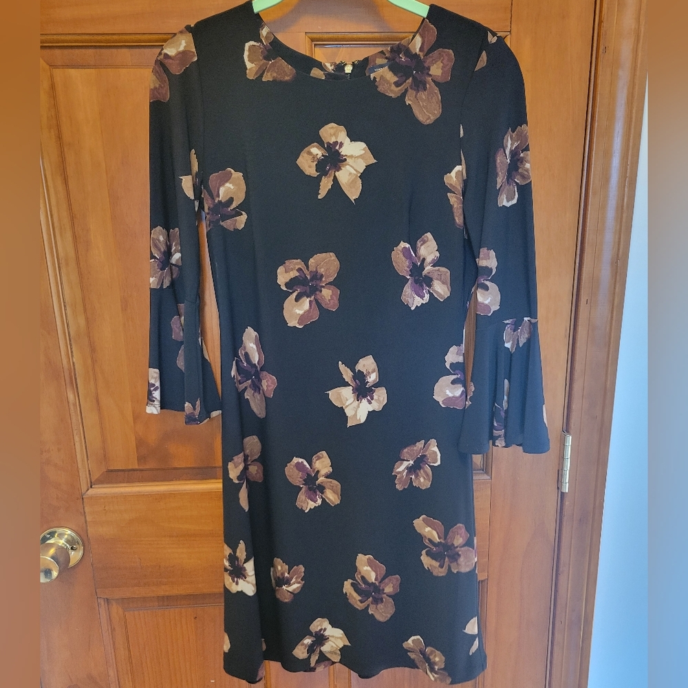 Tommy Hilfiger Black Sheath Dress with Bell Sleeves